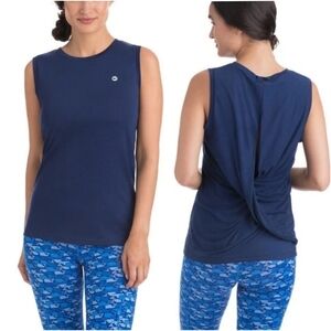 Vineyard Vines Performance Navy Blue Sleeveless Twist Keyhole Back Top Small